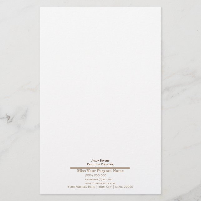 Miss America style Bottom Line Stationery (Front)