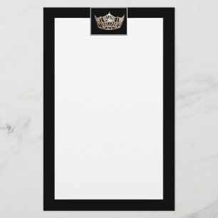 Miss America style Crown Borders Stationery