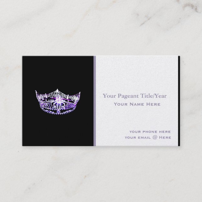 Miss America style Crown Custom Business Cards (Front)
