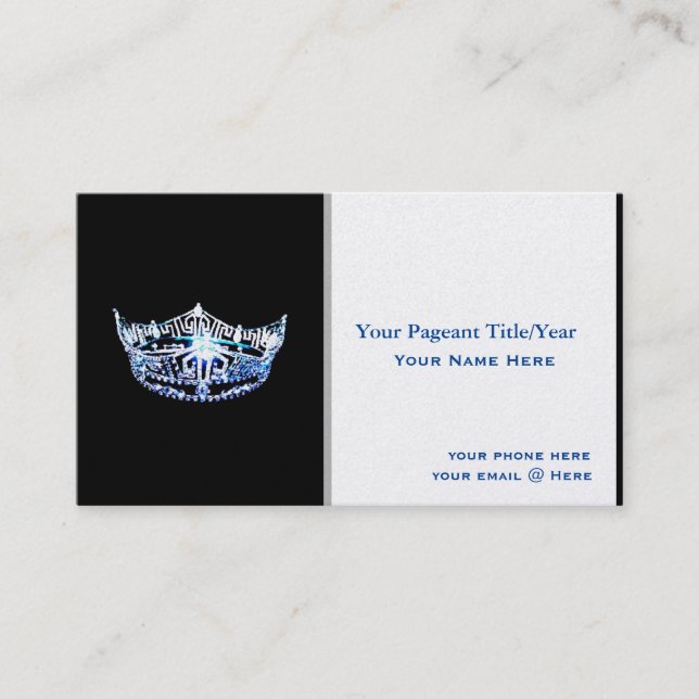 Miss America style Crown Custom Business Cards (Front)