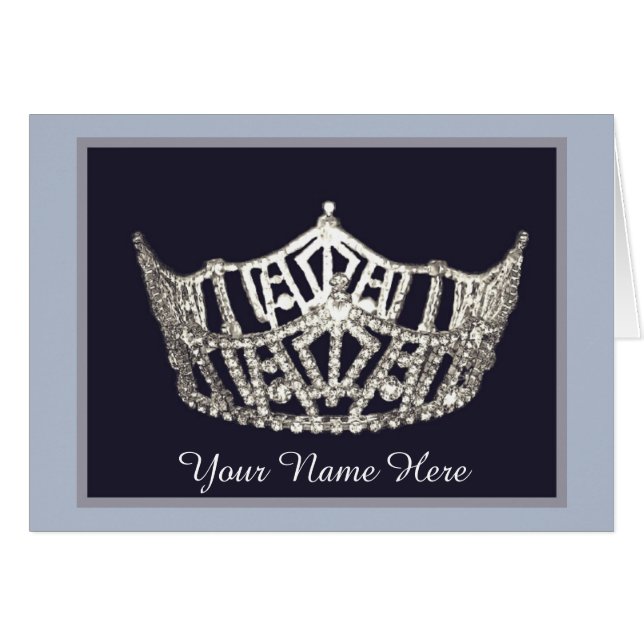 Miss America style Crown Custom Note Card (Front Horizontal)