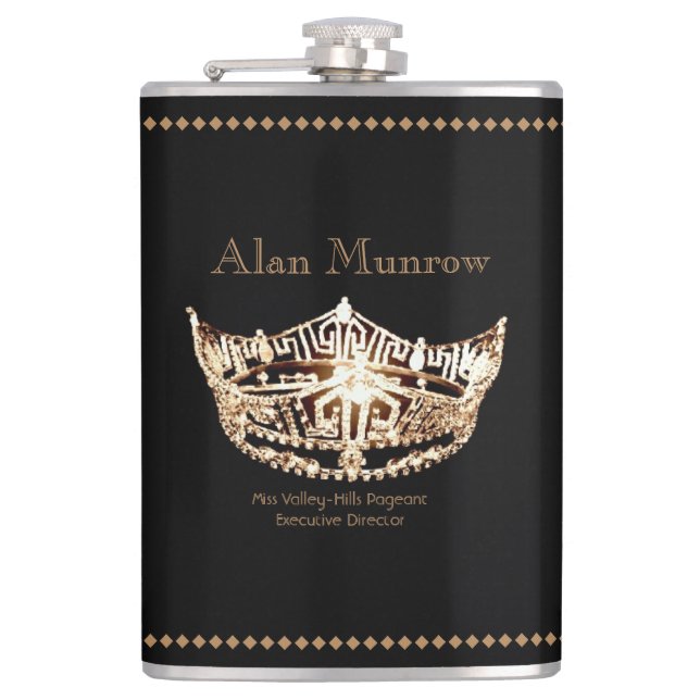 Miss America style Crown Flask Custom Name (Front)