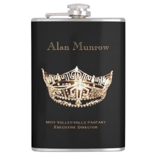 Miss America style Crown Flask Custom Name