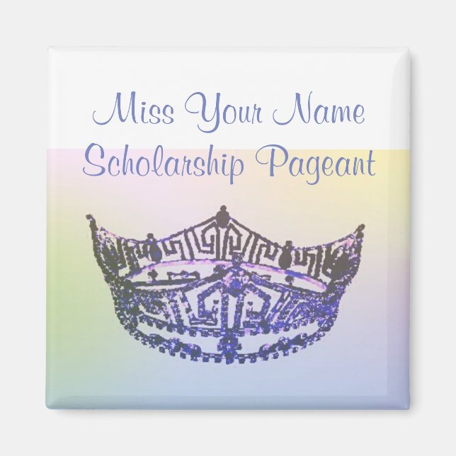 Miss America style Crown Magnate in Rainbow Magnet (Front)