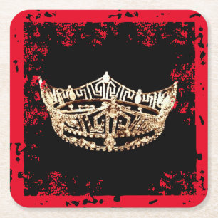 Miss America style Crown Scruffed Coasters