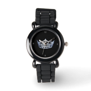 Miss America style Crown Silver Glitter Watch