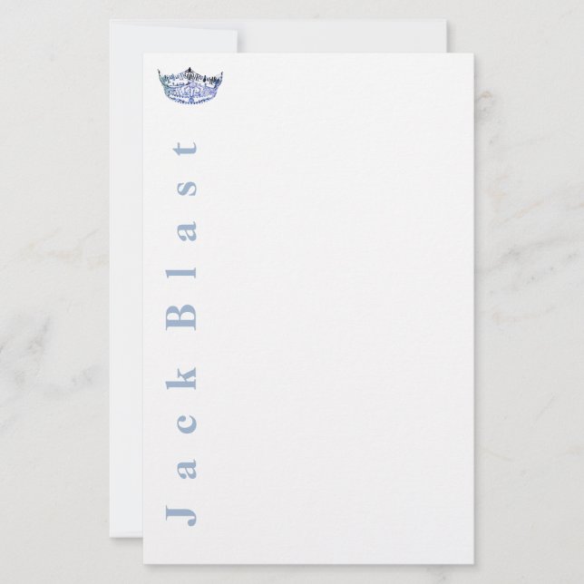 Miss America style Crown Stationery-Blue/White Sta Stationery (Front)