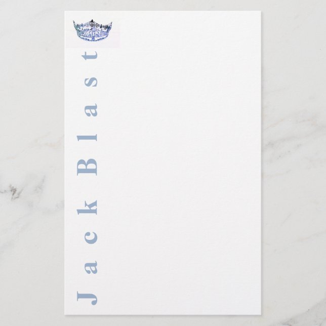 Miss America style Crown Stationery-Blue/White Stationery (Front)