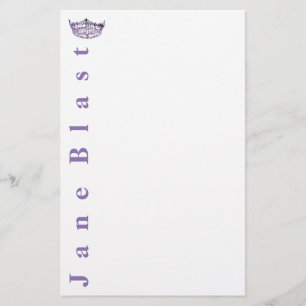 Miss America style Crown Stationery-Purple/White Stationery