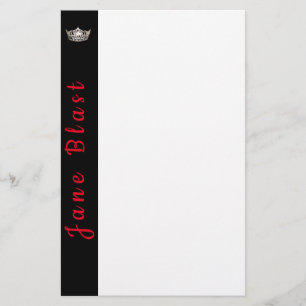 Miss America style Crown Stationery Red/Silver/Wht