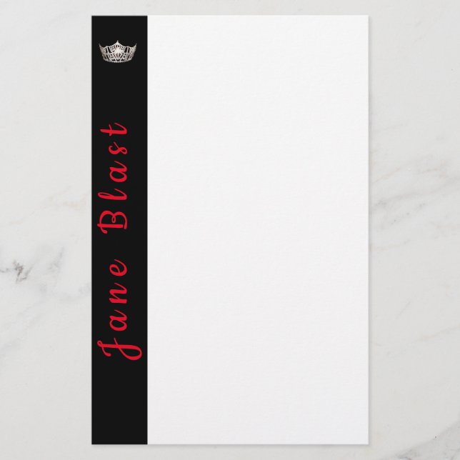 Miss America style Crown Stationery Red/Silver/Wht (Front)