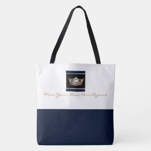 Miss America style Crown Tote Navy/Whte Bag