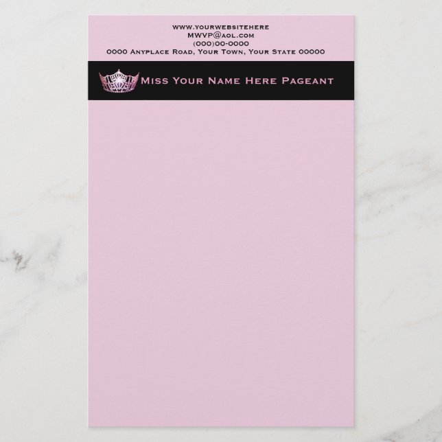 Miss America style Custom Letterhead (Front)