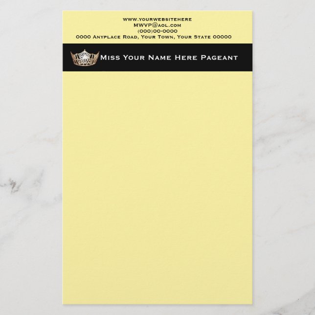 Miss America style Custom Letterhead (Front)