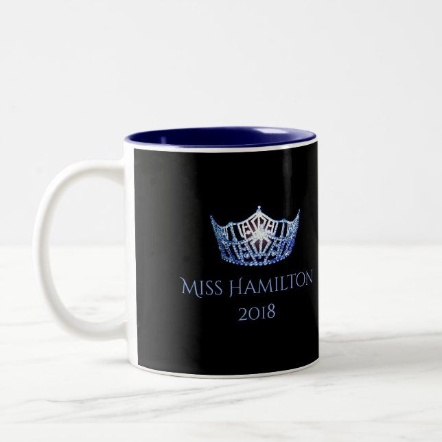 Miss America style Custom Name Blue Crown  Mug (Left)