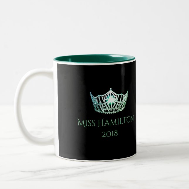 Miss America style Custom Name Green Crown  Mug (Left)