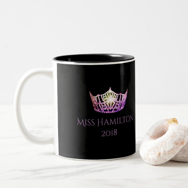 Miss America style Custom Name Orchid Crown  Mug (With Donut)