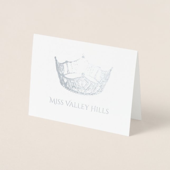 Miss America Style Foil Crown Note Card (Front)