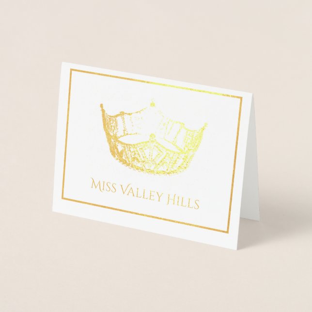 Miss America Style Foil Crown Note Card (Front)