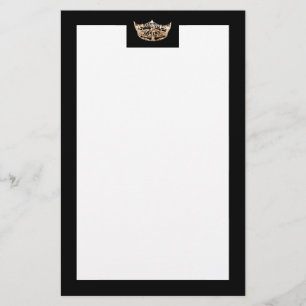 Miss America style Gold & Black Crown Stationery