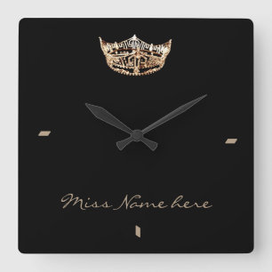Miss America style Gold Crown Clock