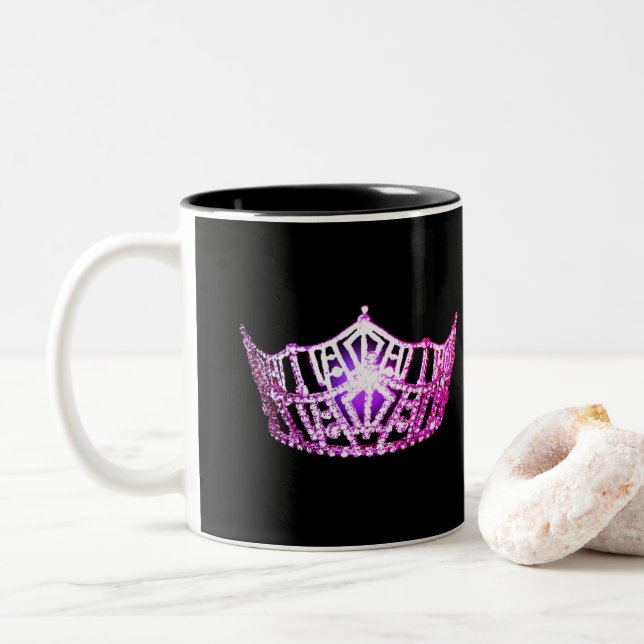 Miss America style Hot Pink Crown  Mug (With Donut)