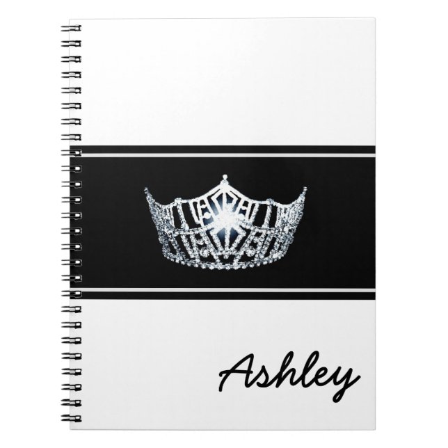 Miss America style Notebook-Crown & Custom Name Notebook (Front)