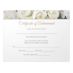 Miss America style Pageant Certificates-Achievmnt Notepad
