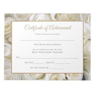 Miss America style Pageant Certificates-Roses Notepad