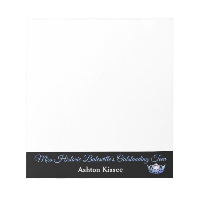 Miss America style Pageant Crown Autograph Pad (Front)
