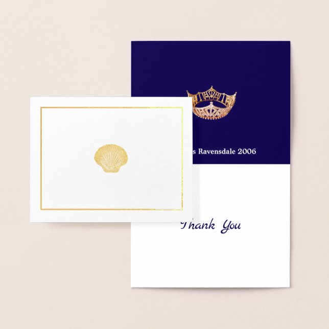 Miss America Style Pageant Crown Shell Thank You Foil Card (Display)