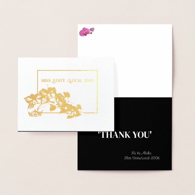 Miss America style Pageant Orchid Foil Thank You  Foil Card (Display)
