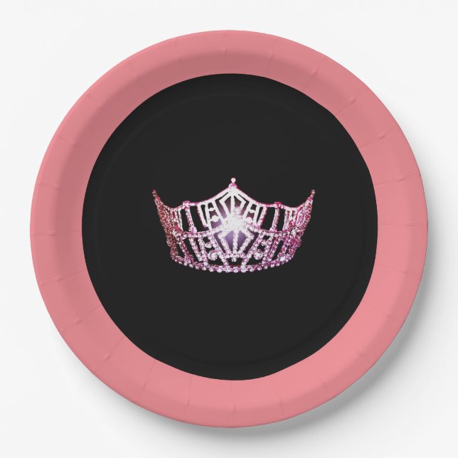 Miss America style Pink-Coral 9" Paper Plates (Front)