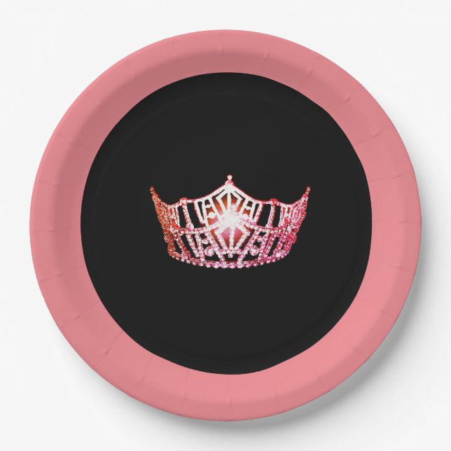 Miss America style Pink-Coral 9" Paper Plates (Front)