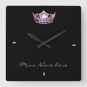 Miss America style Pink Crown Clock