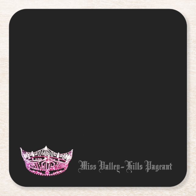 Miss America style Pink Crown Paper Coasters (Front)