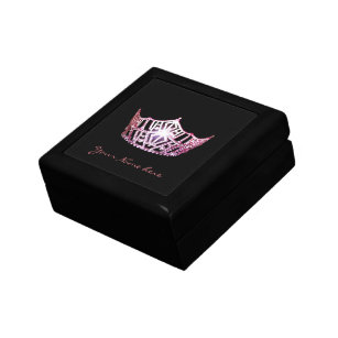 Miss America style Pink Pageant Crown Trinket Box