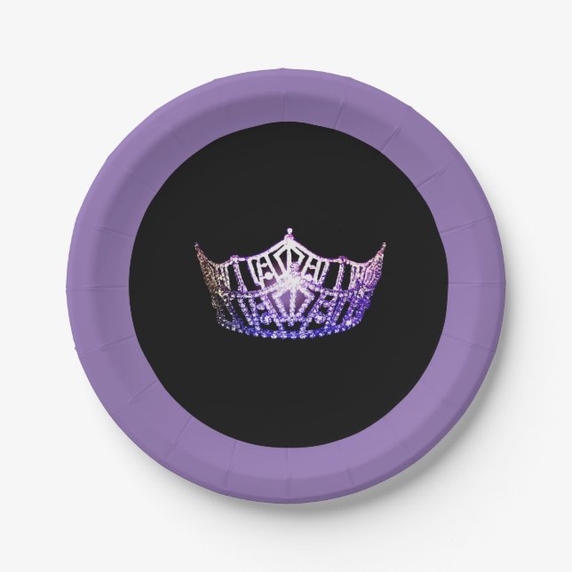 Miss America style Purple Crown 7" Paper Plates (Front)