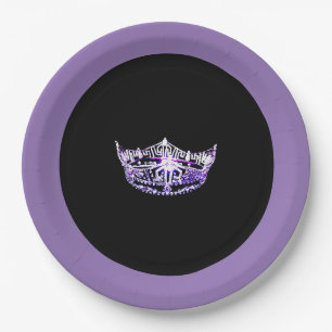 Miss America style Purple Crown 9" Paper Plates