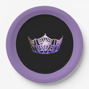 Miss America style Purple Crown 9" Paper Plates
