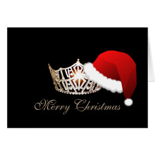 Miss America style Santa Hat Crown Christmas Card