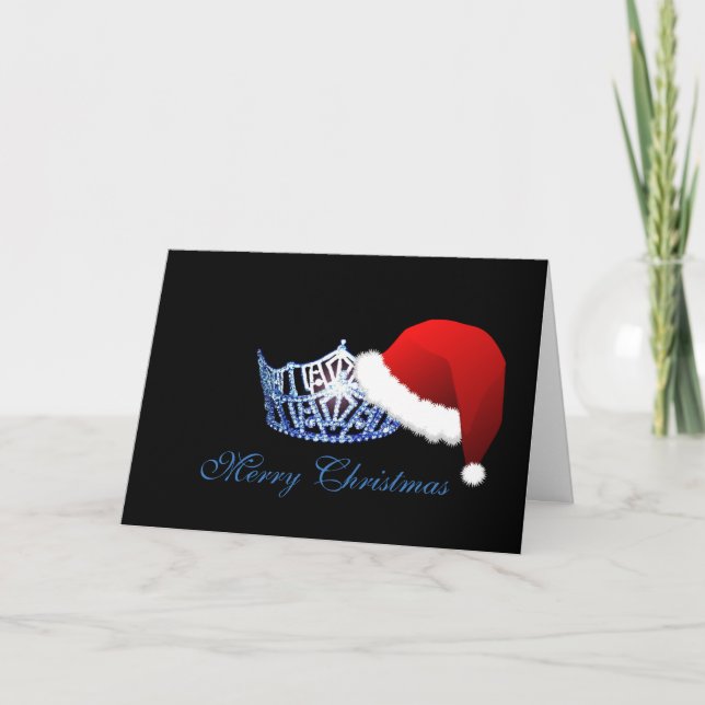 Miss America style Santa Hat Crown Christmas Card (Front)