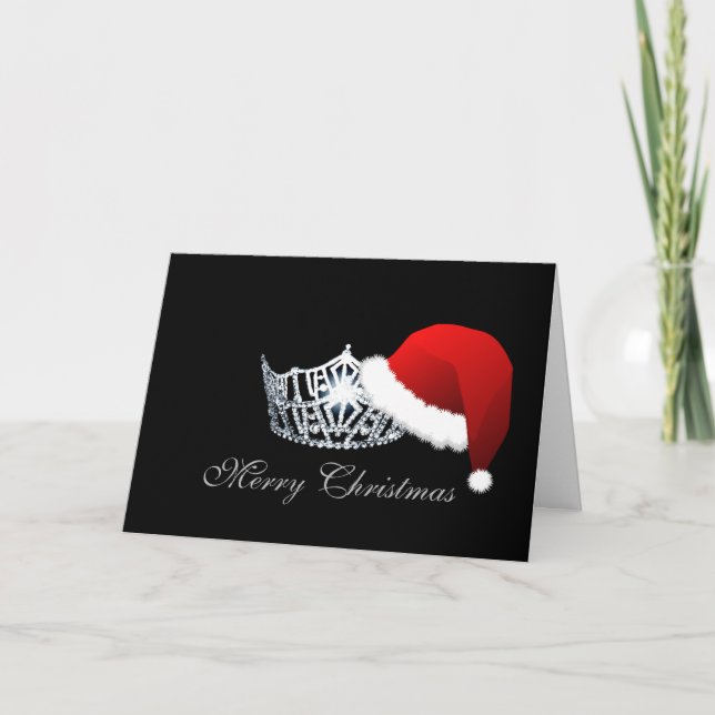 Miss America style Santa Hat Crown Christmas Card (Front)