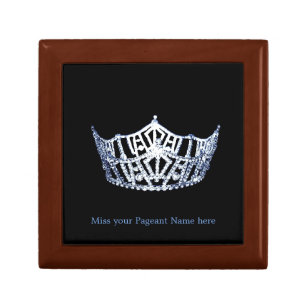 Miss America style Silver-Blue Crown Trinket Box