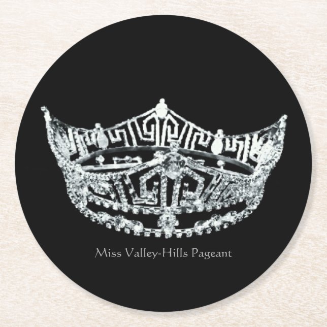 Miss America style Silver Crown Paper Coasters (Front)