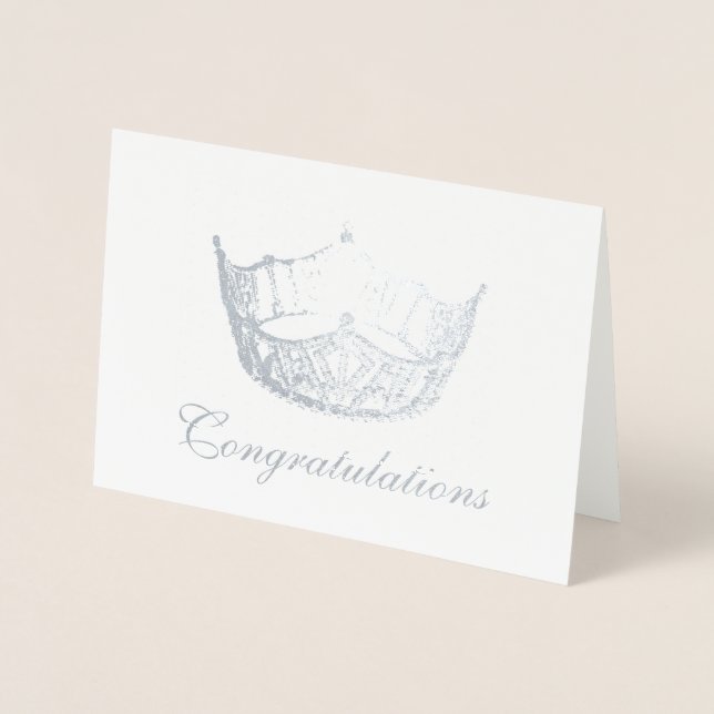 Miss America Style Silver Foil Crown Card (Front)