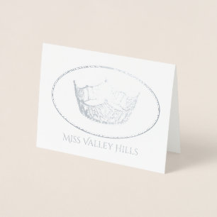 Miss America Style Silver Foil Crown Note Card-Sm Foil Card