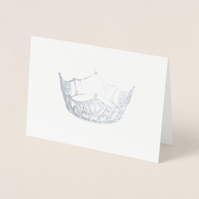 Miss America Style Silver Foiled Crown Card (Front)