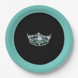 Miss America style Teal Crown 9" Paper Plates