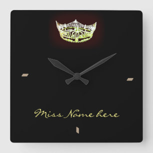 Miss America style Yellow Crown Clock